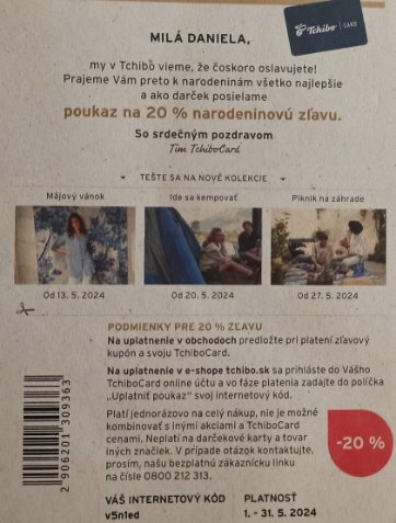 Ukážka adresnej zásielky - blahoželanie k narodeninám
